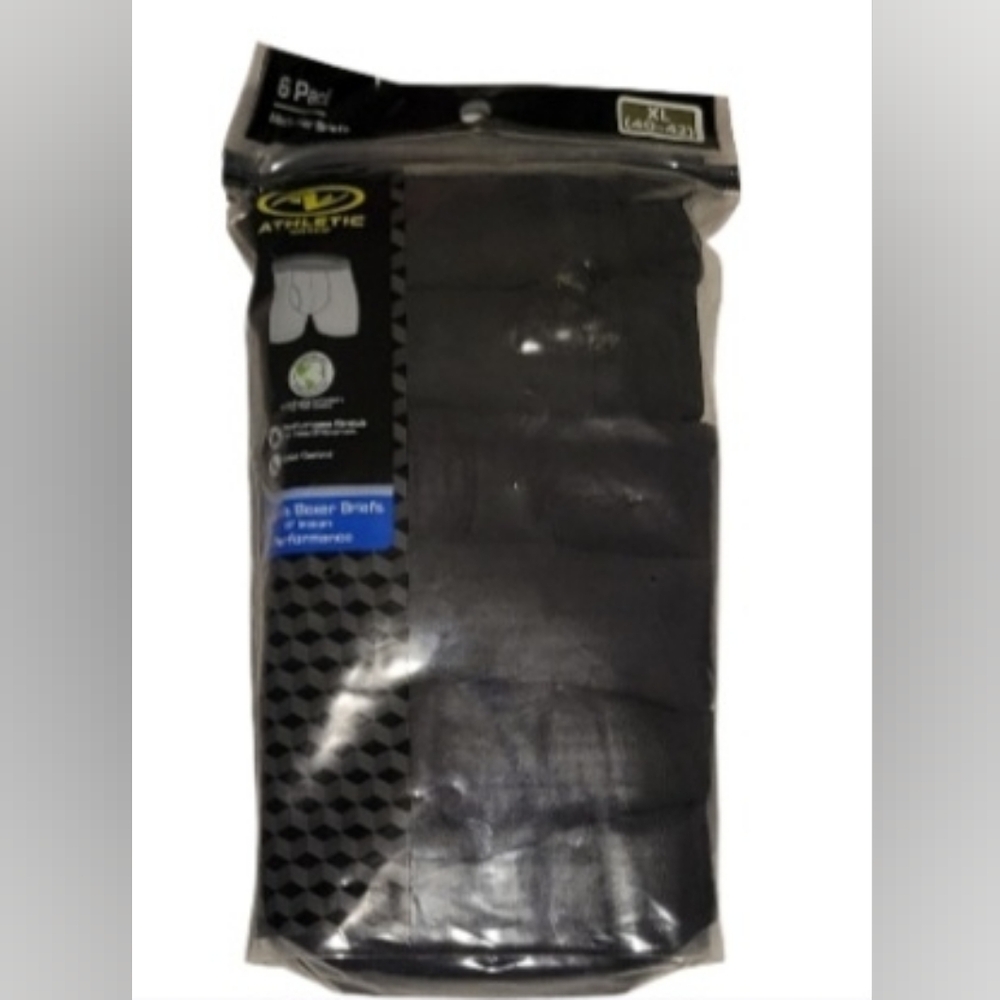 Mens ATHLETIC WORKS PERFORMANCE Boxer Briefs Black Size XL(40-42) 6 Pair Total